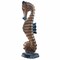 Stoneage Arts Inc 16" Blue, Brown, and Black Decorative Seahorse Wooden Statue